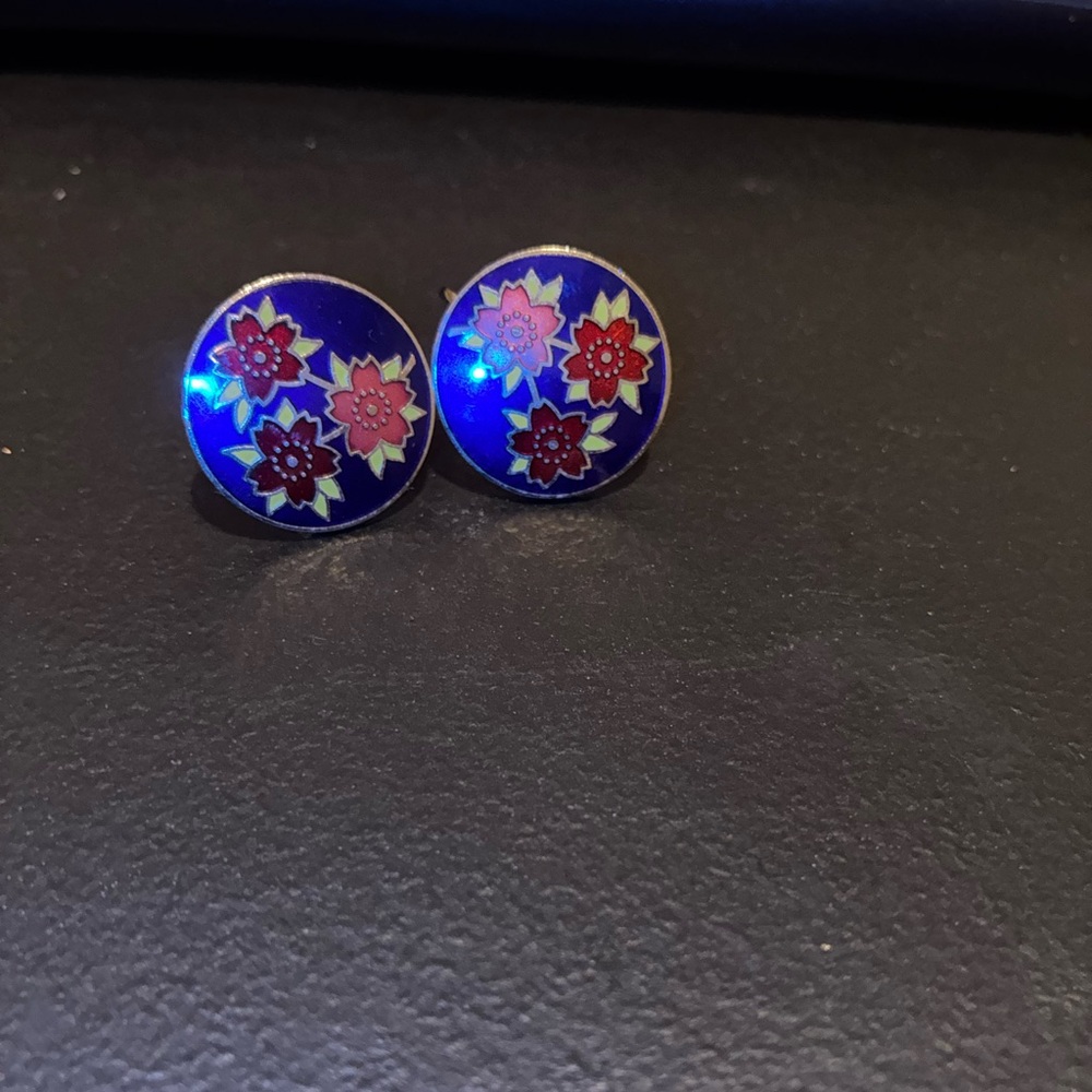 Colorful Floral Screw Back Earrings